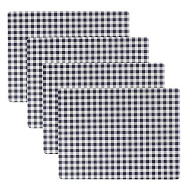 Benson Mills Cork Placemats Set of 4 ,Gingham Check Navy, 12" x 16