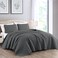 Chezmoi Collection Austin 3-piece Oversized Bedspread Coverlet Set ,Queen, Charcoal