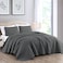 Chezmoi Collection Austin 3-piece Oversized Bedspread Coverlet Set ,Queen, Charcoal