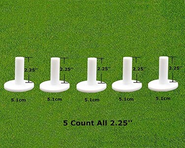 FINGER TEN Rubber Golf Tees for Mats 5 Pack ,White, All 2.25''