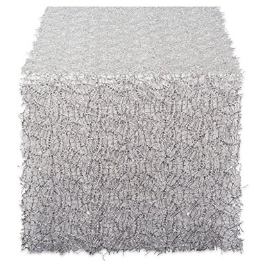 DII CAMZ38208 16" x 10' Table Runner Roll Silver Sequin