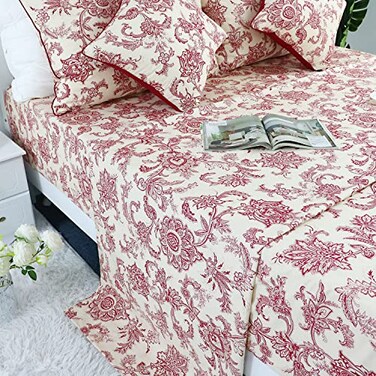 FADFAY Red Floral Bedding Elegant Bed Sheets Set Luxury Bedding Collections 800 Thread Count 100% Egyptian Cotton Deep Pocket Fitted Sheet,4 Piece-Full Size