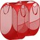 Simple Houseware Mesh Pop-Up Laundry Hamper with Side Pocket, 2 Pack, Red