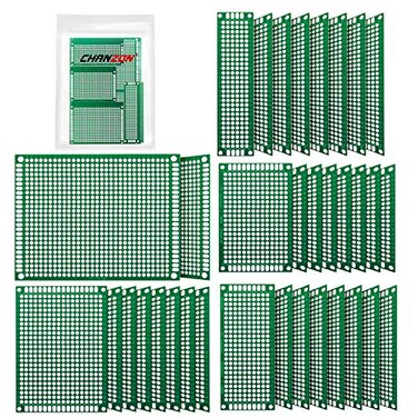 Chanzon 34 Pcs Double Sided FR4 PCB Board Tinned Through Holes 5 Sizes