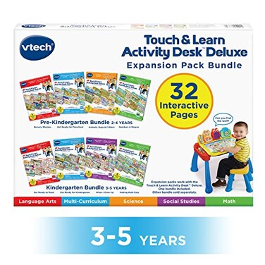 VTech Touch and Learn Activity Desk 4-in-1 Kindergarten Expansion Pack Bundle for Age 3-5