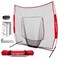 PowerNet BaseballSoftball Practice Net 7x7 FT, Outdoor Baseball Training Equipment for PitchingBatting Practice ,Red Net