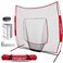 PowerNet BaseballSoftball Practice Net 7x7 FT, Outdoor Baseball Training Equipment for PitchingBatting Practice ,Red Net