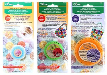 Clover Bundle of Three ,3Quick Yo-Yo Makers: Extra Small ,makes 3/4" yo-yos, Small ,makes 1.25" yo-yos, and Large ,makes 1.75" yo-yos