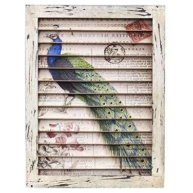 Nearly Natural Peacock Window Shutter Wall Dcor
