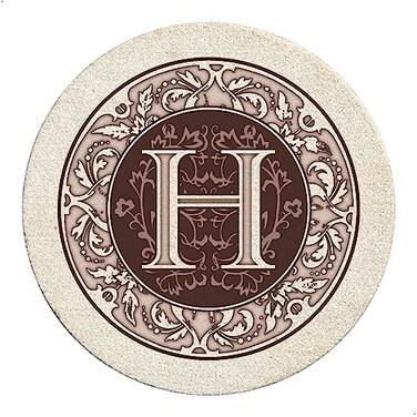 Thirstystone Monogram Round Sandstone Coaster4 Pack ,Letter H