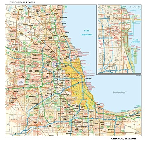 globeturner Globeturner Chicago Illinois Wall Map 15 x 14.5in small