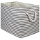DII Woven Paper Storage Bin, Pinstripe, Gray, Medium Rectangle