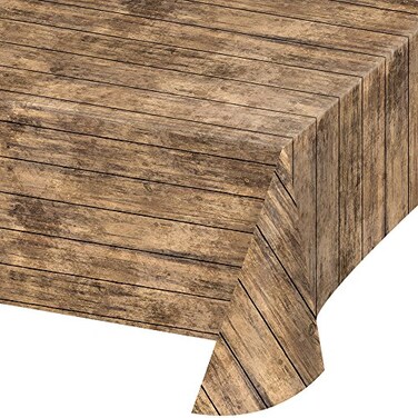 Creative Converting 329655 Wood Grain Design Plastic Tablecloth