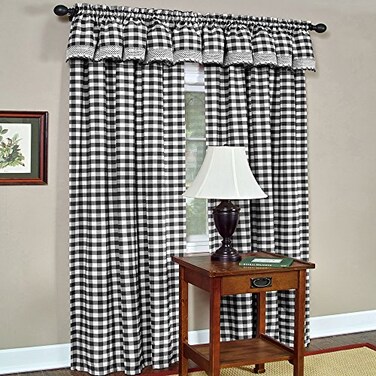 ACHIM Buffalo Check Panel Curtain, 42 x 84 in, BlackWhite Plaid