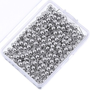 WILLBOND 500 Pcs Map Push Pins Round Thumb Tack,Silver