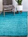 Unique Loom Solid Shag Collection Area Rug ,2' 2" x 3' 1" Rectangle, Deep Aqua Blue