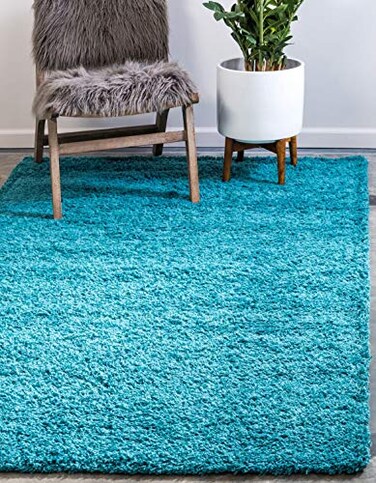 Unique Loom Solid Shag Collection Area Rug ,2' 2" x 3' 1" Rectangle, Deep Aqua Blue