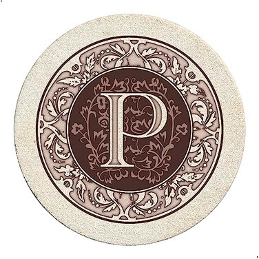 Thirstystone Monogram Round Natural Sandstone Coaster 4 Pack ,Letter P