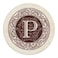 Thirstystone Monogram Round Natural Sandstone Coaster 4 Pack ,Letter P