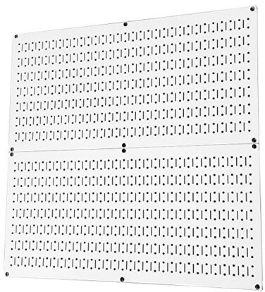 Wall Control Pegboard Rack HomeGarage Tool StorageOrganization White Metal Pegboard Pack - Two 32-Inch x 16-Inch White Steel Peg Board Panels