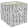 DII Polyester Container with Handles, Herringbone Storage Bin, Small Square, Off White
