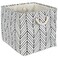 DII Polyester Container with Handles, Herringbone Storage Bin, Small Square, Off White