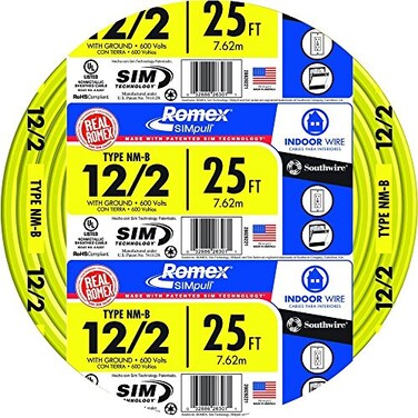 SOUTHWIRE 25 FT. 12/2 Solid ROMEX SIMPULL CU NM-B W/G Wire 28828221