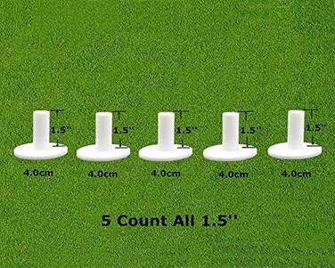 FINGER TEN Rubber Golf Tees for Mats 5 Pack ,White, All 1.5''