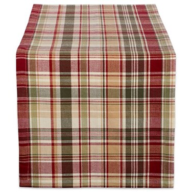 DII Give Thanks Plaid Fall Table Decor, AutumnThanksgiving Tabletop Linens, 14x72 Table Runner