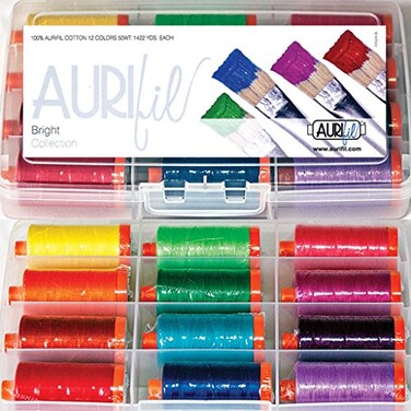 Aurifil Thread Set Bright Collection 50wt Cotton 12 Large ,1422 YardSpools