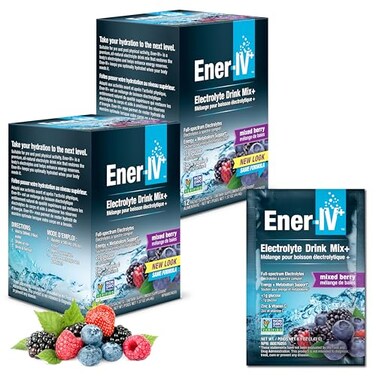 Ener-IV Electrolyte Drink Mix, Hydrate Liquid Mix - Mixed Berry, 24 Count