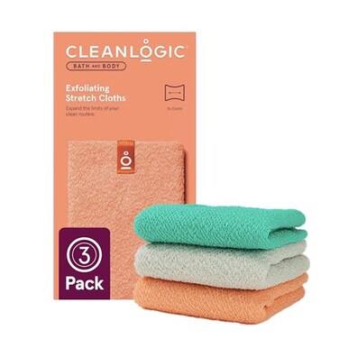 Cleanlogic Exfoliating Stretch Bath and Shower Cloth - 3 Count