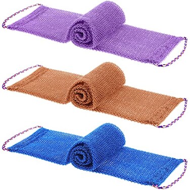 Tegeme 3 Pcs African Exfoliating Net, Long Bath Back Scrubber, Nylon
