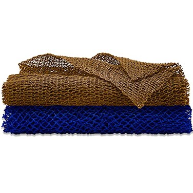 Shappy 2 Pcs African Net Sponge Exfoliating Net,Blue, Brown