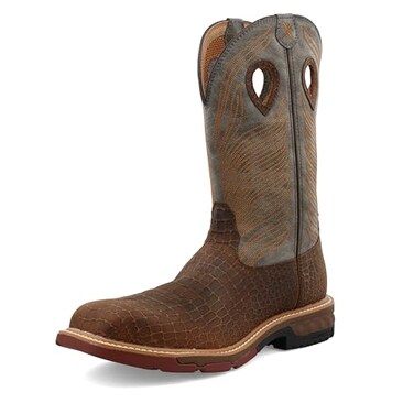 Twisted X Men's 12" Pull On Nano Composite Toe Western Work Boot, Brown &amp; Grey, 8.5 D