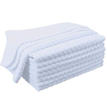 POLYTE 380 GSM Microfiber Waffle Kitchen Dish Cloth, 12x12 in, 8 Pack