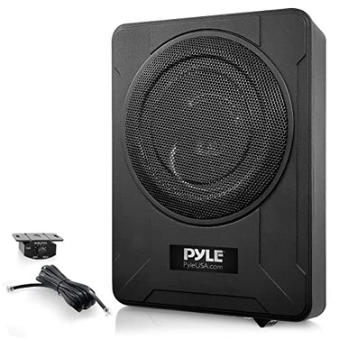 Pyle 8-Inch Low-Profile Amplified Subwoofer System - 600 Watt Compact Enclosed Active Underseat Car Audio Subwoofer with Built In Amp, Powered Car Subwoofer w/ Low &amp; High Level Inputs - Pyle PLBX8A