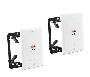 DIYTECH 1 Speaker Wall Plate, 2 Pack with Mounting Brackets - White