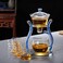 RORA Glass Teapot Set Semi Automatic Drip Rotating with Infuser Lazy Kungfu Tea pot Set (Blue)