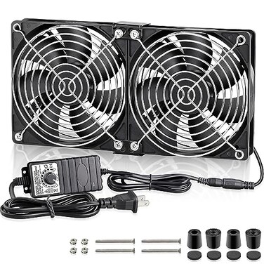 GDSTIME Dual 120mm AC Powered Fan with Variable Speed Controller 110V 120V