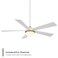 WAC Lighting Eclipse 5-Blade Aluminum Smart Ceiling Fan in Brass/Matte White