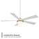WAC Lighting Eclipse 5-Blade Aluminum Smart Ceiling Fan in Brass/Matte White