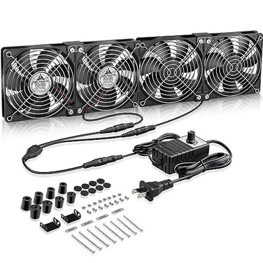 GDSTIME 4X 120mm Fans with Variable Speed Controller 100V-240V AC Powered
