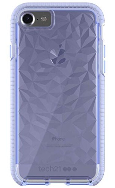 tech21 Evo Gem Drop Proof Protective Case for iPhone SE 2022 &amp; iPhone 8 - Ultra Thin Clear Back, Anti-Scratch - Lilac - Bulk Packaging