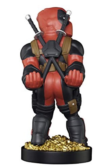 Exquisite Gaming: Marvel: Deadpool Rear View - Original Mobile Phone &amp; Gaming Controller Holder, Device Stand, Cable Guys, Licensed Figure Red