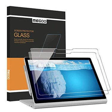 Megoo Surface Book 3 Screen Protector 15", Tempered Glass/HD Clear/ 9H Hardness, Also for Microsoft Surface Book 2 15 inch &frac14;&circ; 2 pack&iuml;&frac14;&permil;
