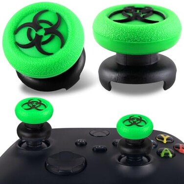 Playrealm FPS Thumbstick Extender &amp; 3D Texture Rubber Silicone Grip Cover 2 Sets for Xbox Series X/S &amp; Xbox One Controller(BioH Green)