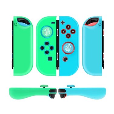 TNP Joy-Con Silicone Covers for Nintendo Switch and OLED, Blue Green Leaf