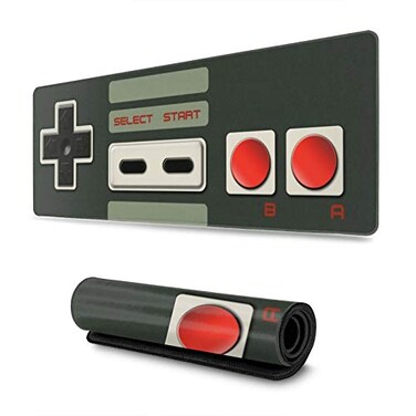 Game Console Buttons Extended Gaming Mouse Pad, Thick Large Computer Keyboard Mouse Mat, Non-Slip Rubber Base Stitched Edges