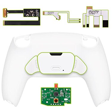 eXtremeRate White Back Paddles Programable Rise 2.0 Remap Kit for PS5 Controller BDM-010 020 Models, Upgrade Board &amp; Redesigned Back Shell &amp; Back Buttons Set for PS5 Controller